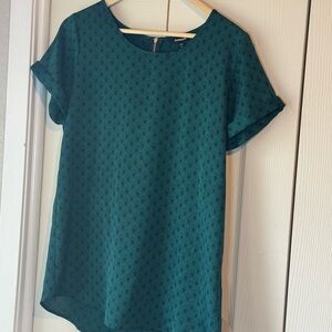 Express Teal Patterned Short Sleeve Top